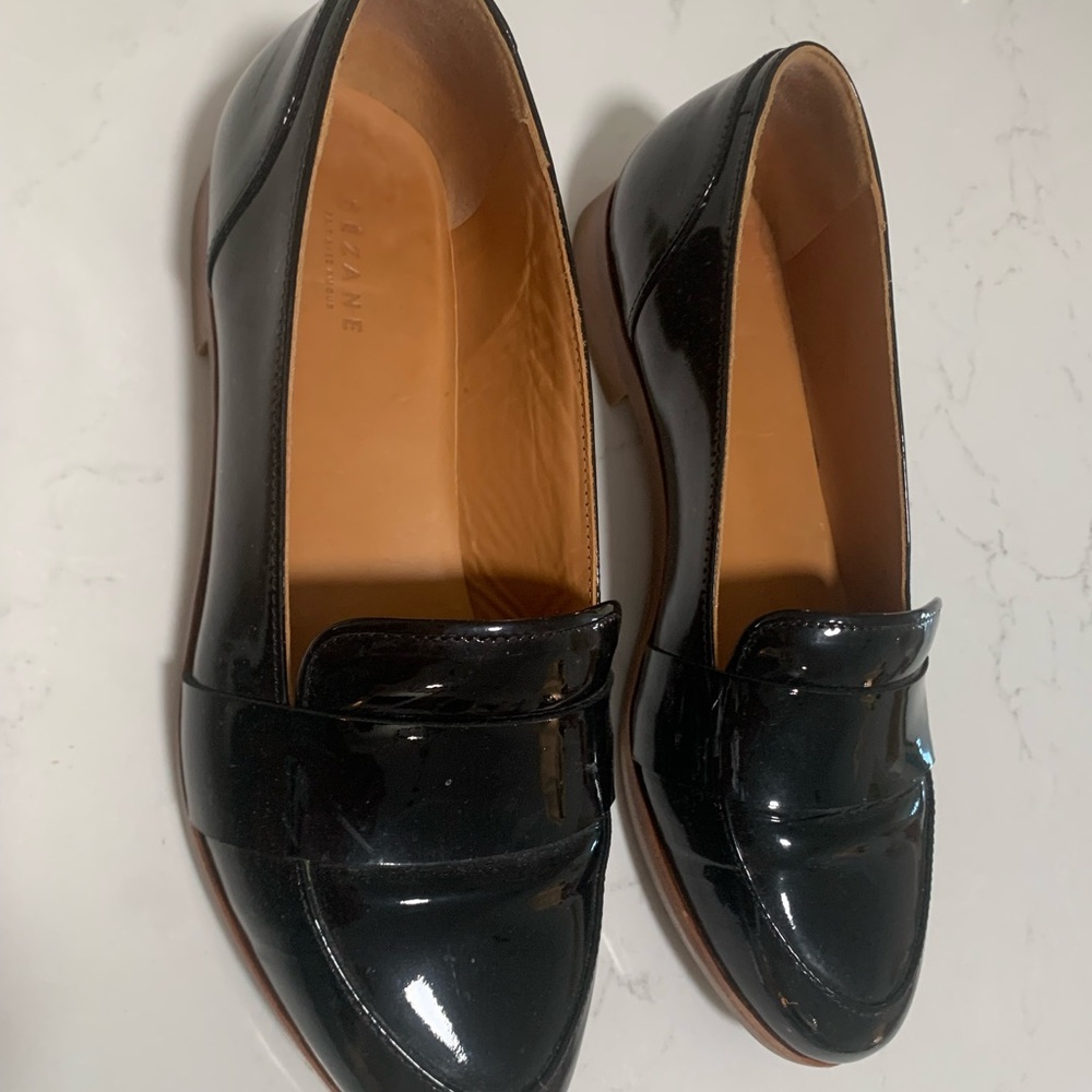 Sezane Glossy Black Loafers